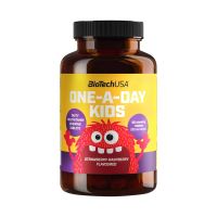 BioTechUsa One-A-Day Kids rágótabletta eper-málna ízben 90x