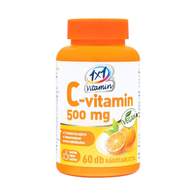 1x1 Vitamin C-vitamin 500 mg rágótabletta narancs ízben