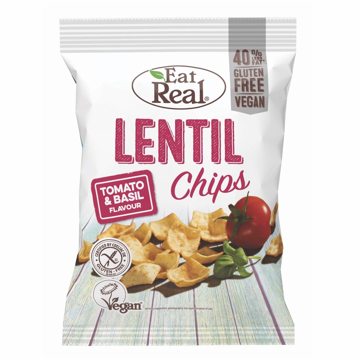 Eat Real lencse chips paradicsomos-bazsalikom ízű 
