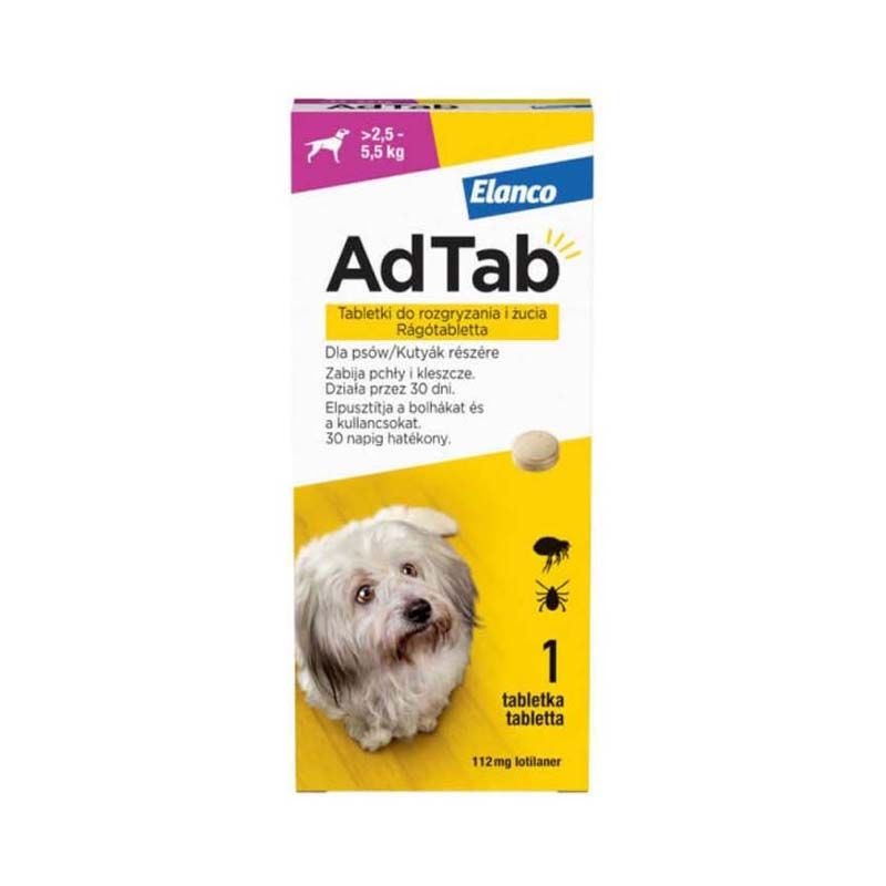 AdTab 112 mg rágótabletta kutyáknak (2,5- 5,5 kg) A.U.V.