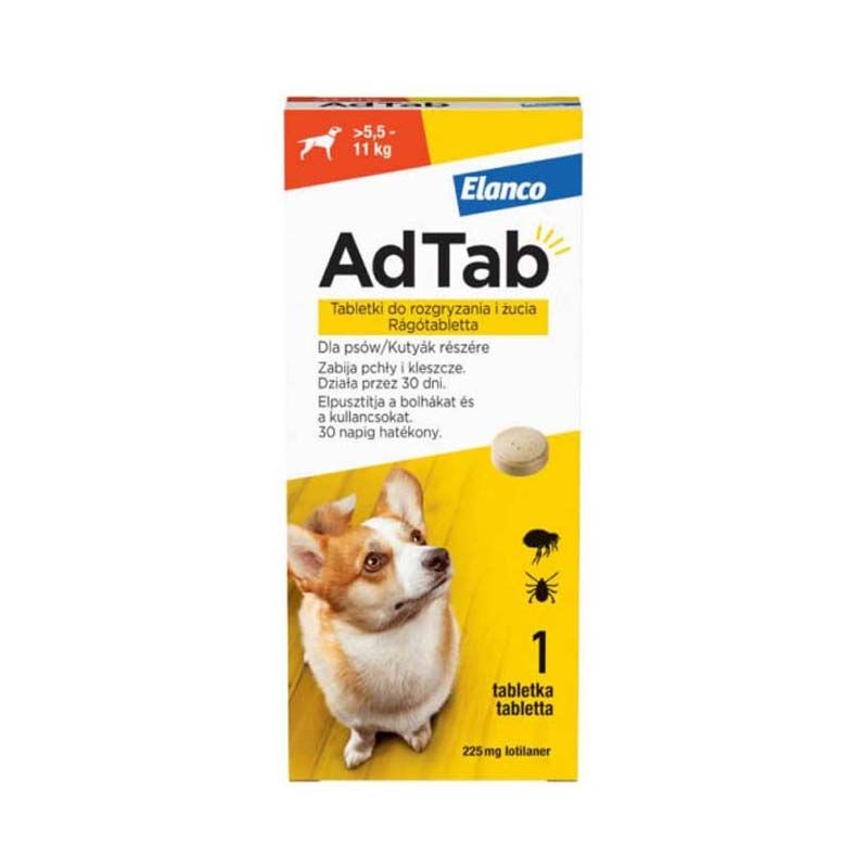 AdTab 225 mg rágótabletta kutyáknak (5,5-11 kg) A.U.V.