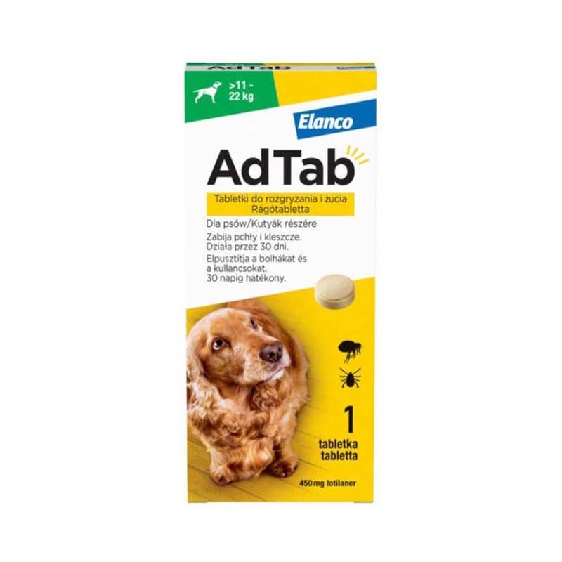 AdTab 450 mg rágótabletta kutyáknak (11-22 kg) A.U.V.