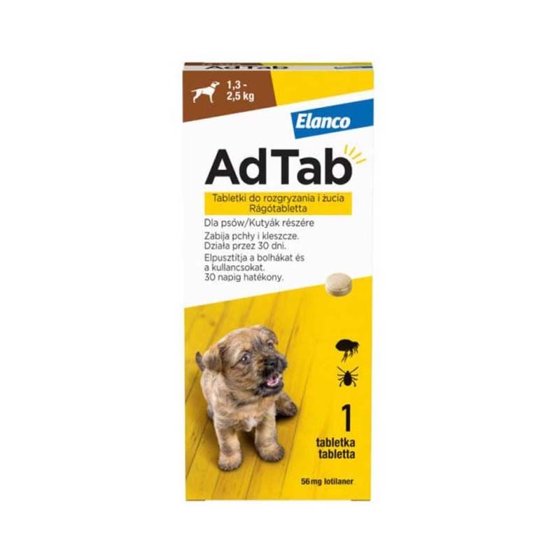 AdTab 56 mg rágótabletta kutyáknak (1,3-2,5 kg) A.U.V.