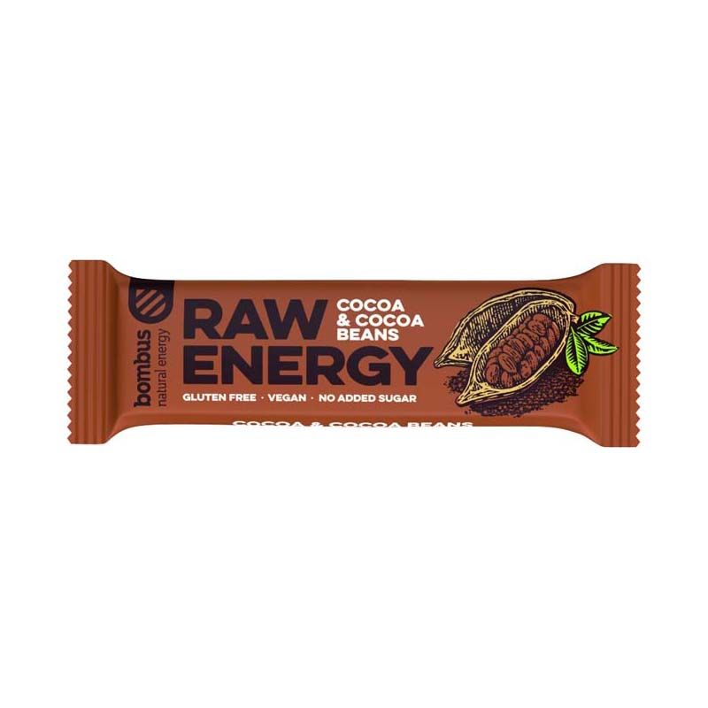 Bombus Raw Energy szelet kakaós és kakaóbabos