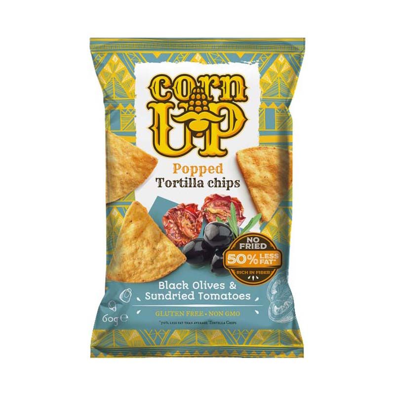 Corn Up Tortilla chips fekete olivabogyó és paradicsom ízű