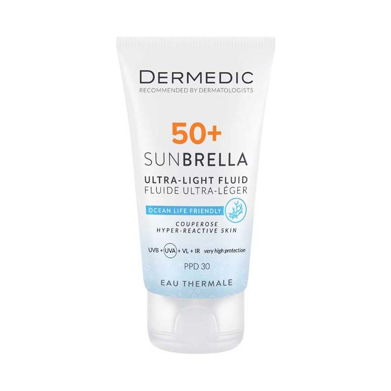 Dermedic Sunbrella fényvédő fluid SPF50+ rozáceás arcbőrre