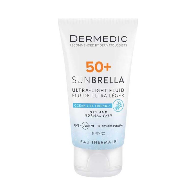 Dermedic Sunbrella fényvédő fluid SPF50+ száraz és normál arcbőrre