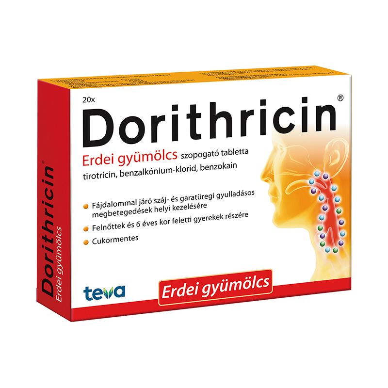Dorithricin szopogató tabletta erdei gyümölcs ízben