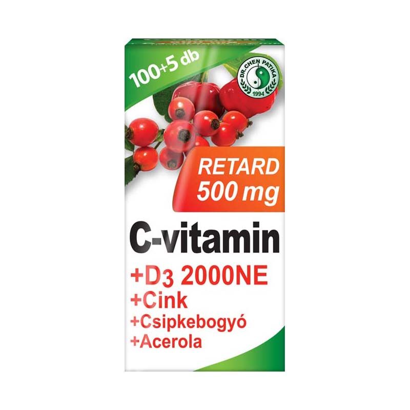 Dr. Chen C-vitamin 500 mg D3 + Zn + Csipkebogyó + Acerola retard filmtabletta
