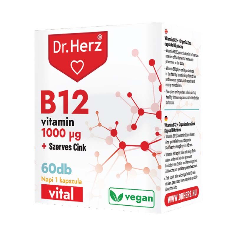 Dr. Herz B12-vitamin 1000 mcg + szerves cink kapszula