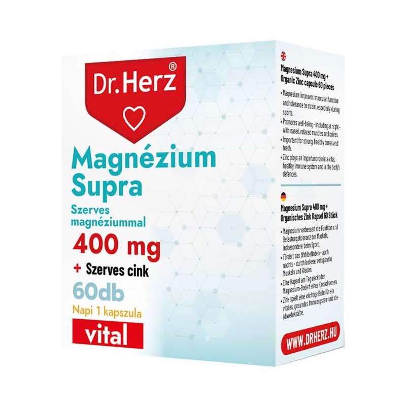 Dr. Herz Magnézium Supra 400 mg + szerves cink kapszula