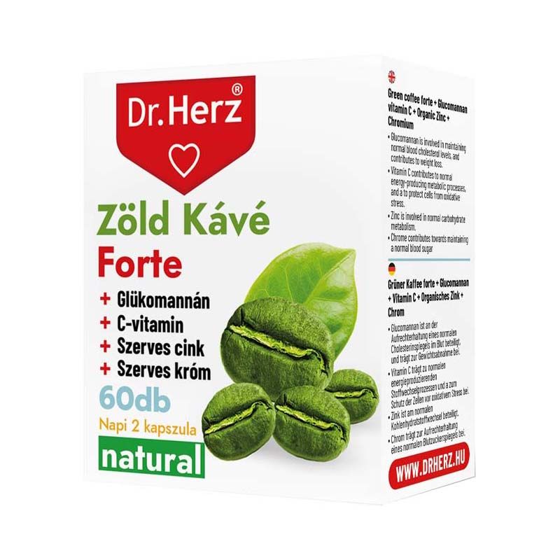 Dr. Herz Zöld kávé forte + C-vitamin + glükomannán kapszula
