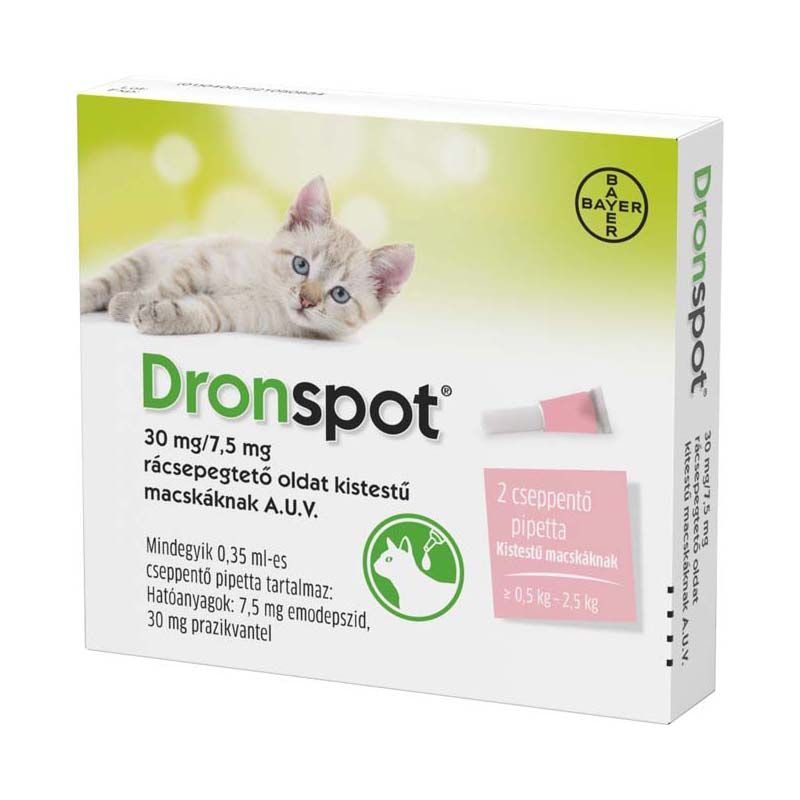 Dronspot 30 mg/7,5 mg rácsepegtető oldat kistestű macskáknak a.u.v.