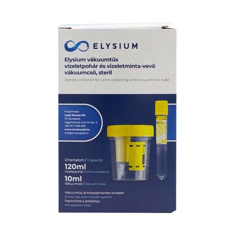 Elysium steril vákuumtűs vizeletgyűjtő pohár és vizeletminta-vevő vákuumcső