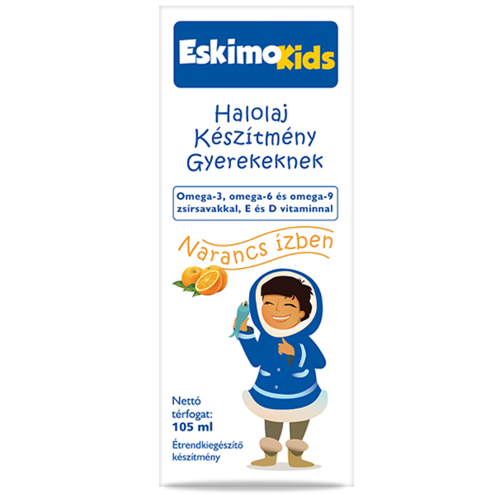 Eskimo Kids étrend-kiegészítő halolaj narancs ízben