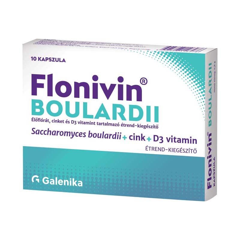 Flonivin Boulardii élőflórát, cinket és D3-vitamint tartalmazó étrend-kiegészítő kapszula