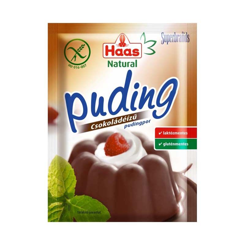 Haas Natural gluténmentes csokoládé ízű pudingpor