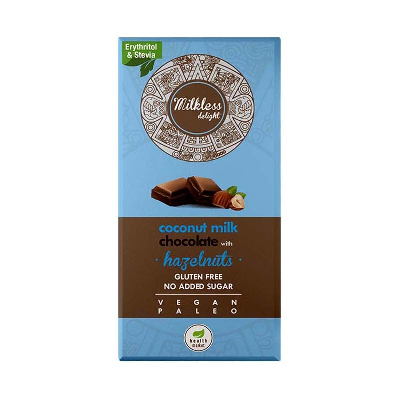 Health Market Milkless Delight kókusztejes csokoládé egész mogyoróval, édesítőszerekkel