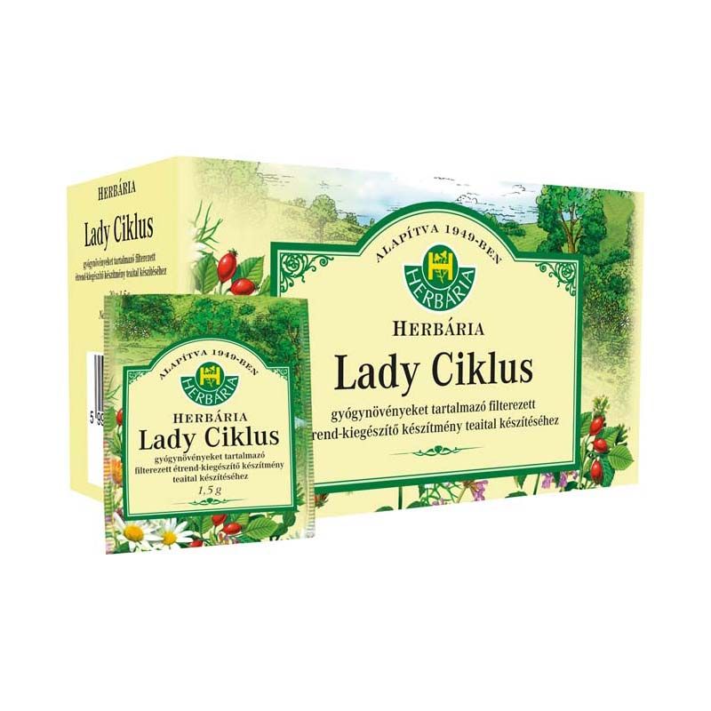 Herbária Lady Ciklus gyógynövényeket tartalmazó filterezett étrend-kiegészítő készítmény teaital készítéséhez
