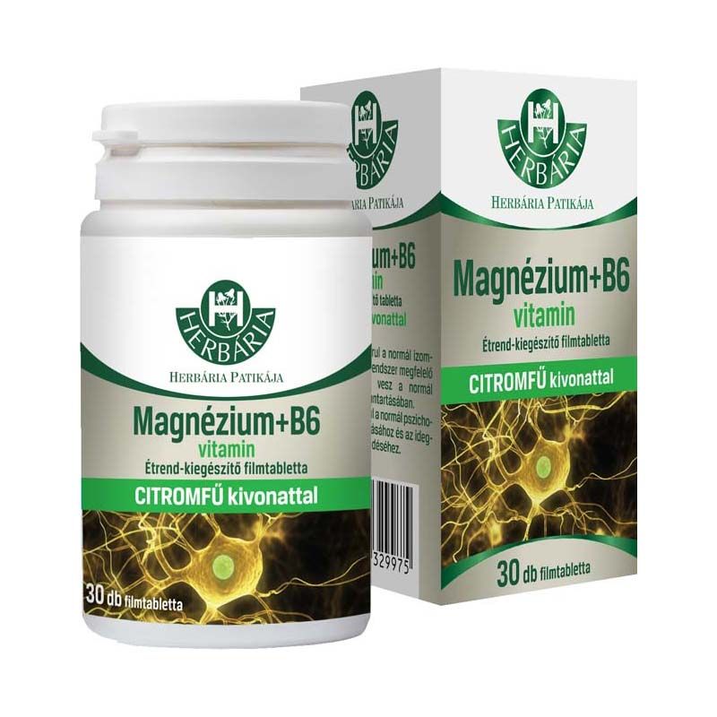 Herbária Magnézium + B6-vitamin filmtabletta citromfű kivonattal