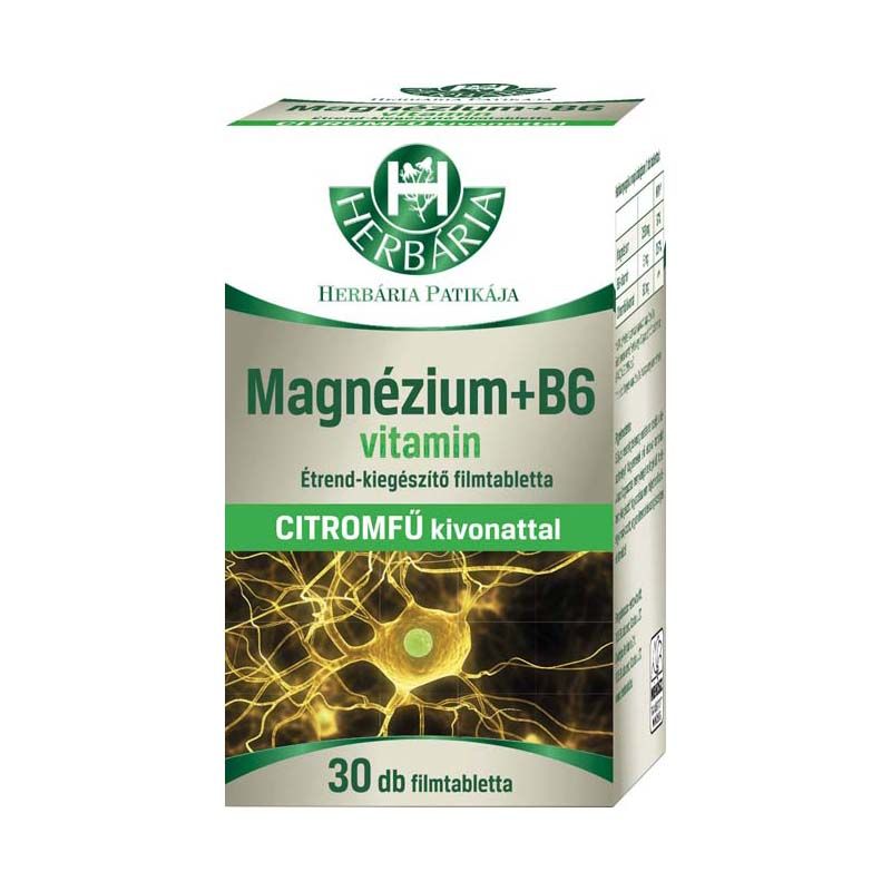 Herbária Magnézium + B6-vitamin filmtabletta citromfű kivonattal