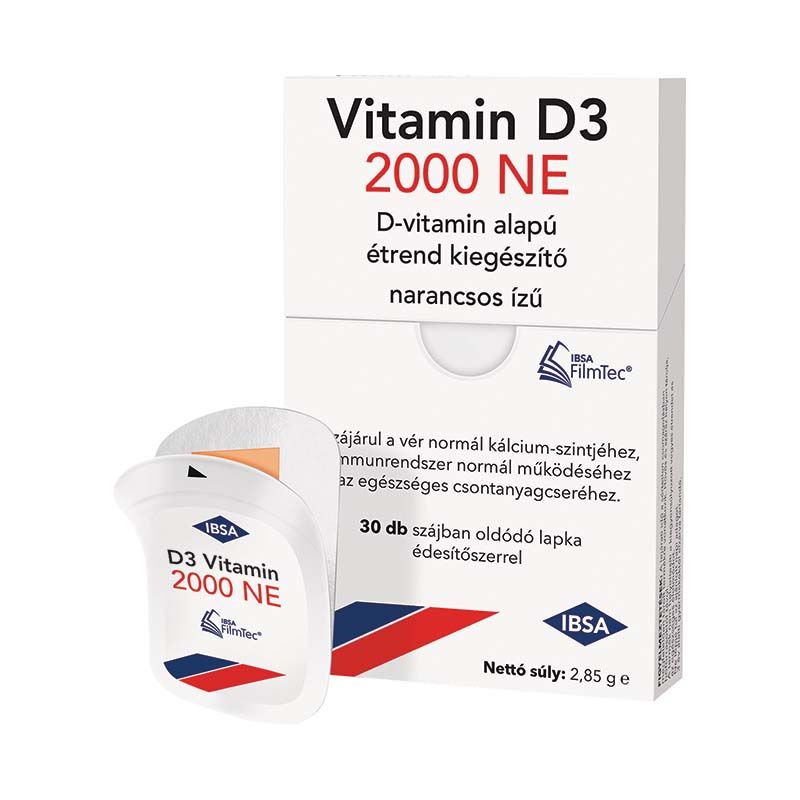 IBSA Vitamin D3 2000 NE D-vitamin alapú étrend-kiegészítő narancsos ízű