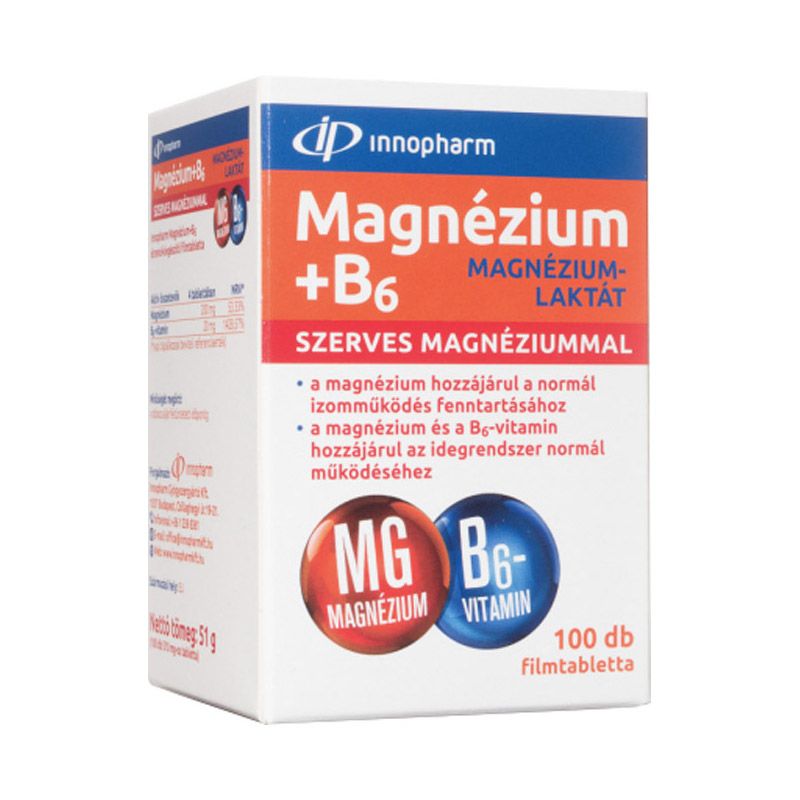 Innopharm Magnézium-laktát + B6-vitamin filmtabletta