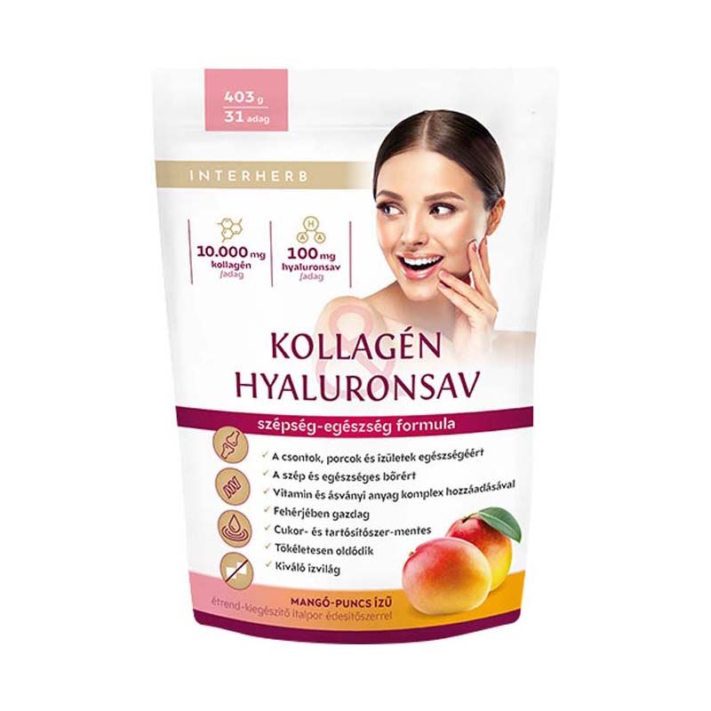 Interherb Kollagén & Hyaluronsav italpor mangó-puncs ízű