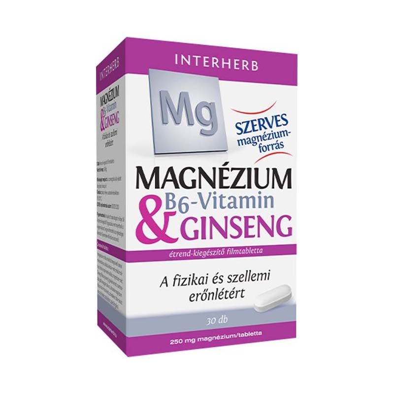 Interherb Szerves Magnézium 250 mg & B6-vitamin & Ginseng tabletta