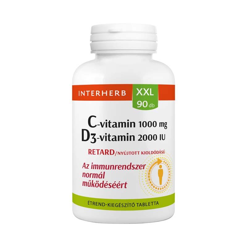 Interherb XXL C-vitamin 1000 mg + D3-vitamin 2000NE retard tabletta