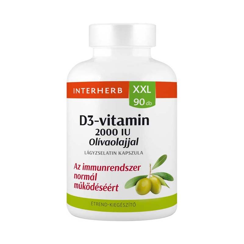 Interherb XXL D3-vitamin 50 µg (2000 IU) lágyzselatin kapszula