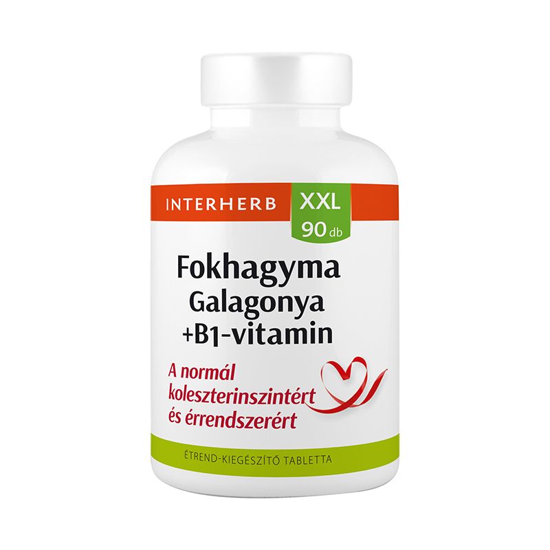 Interherb XXL fokhagyma + galagonya + B1-vitamin étrend-kiegészítő tabletta