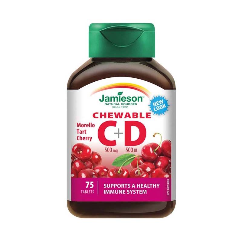 Jamieson C+D-vitamin 500 mg/500 NE szopogató tabletta cseresznye ízesítéssel
