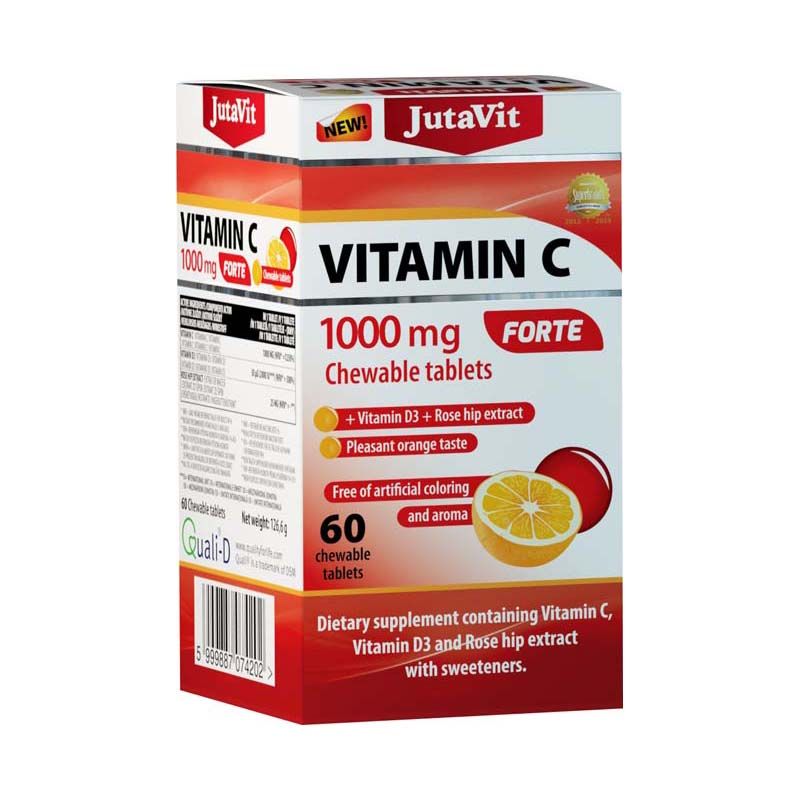 JutaVit C-vitamin 1000 mg Forte rágótabletta + D3-vitamin + Csipkebogyó kivonat