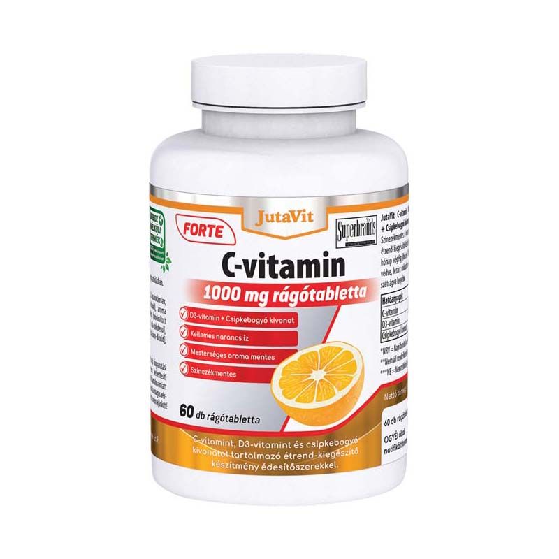 JutaVit C-vitamin 1000 mg Forte rágótabletta + D3-vitamin + csipkebogyó kivonat