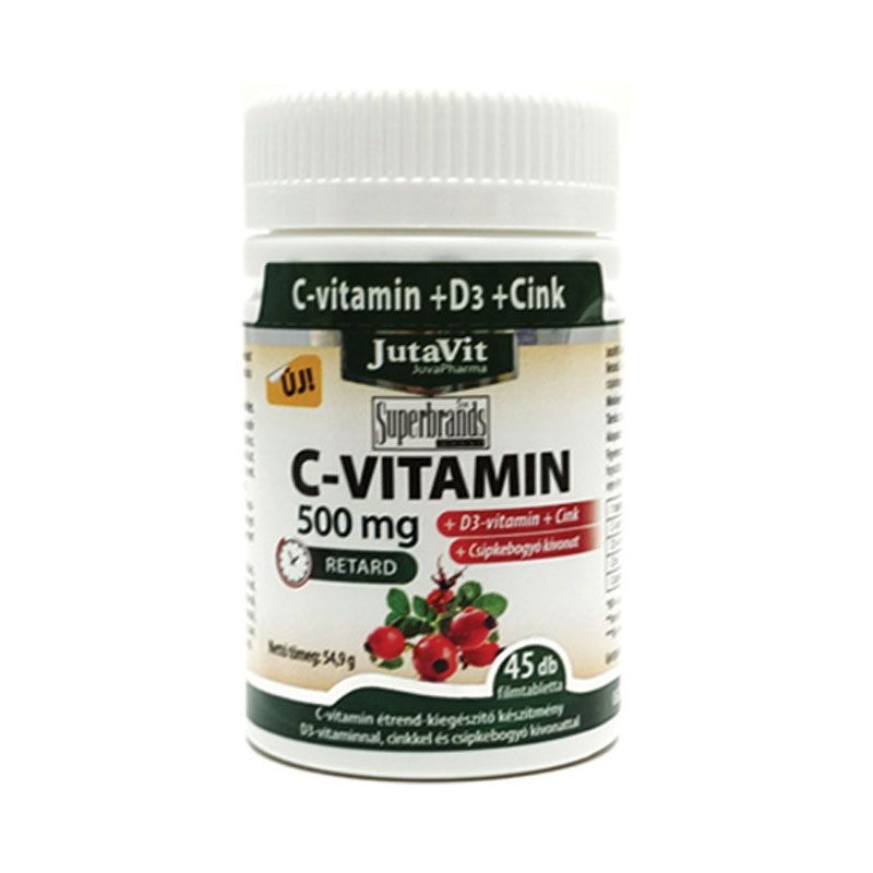 JutaVit C-vitamin 500 mg +D3+Cink retard filmtabletta csipkebogyóval