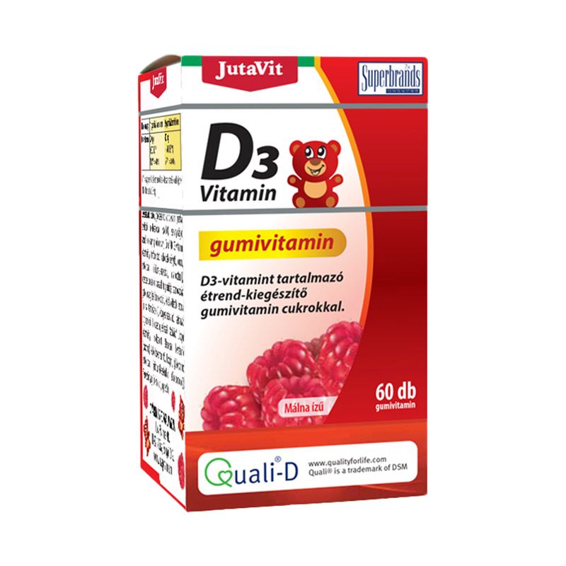 JutaVit D3-vitamin málna ízű gumivitamin