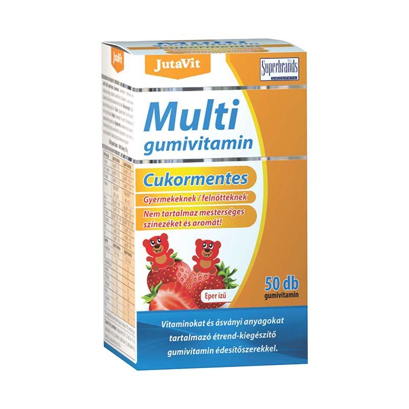 JutaVit Multivitamin eper ízű cukormentes gumivitamin