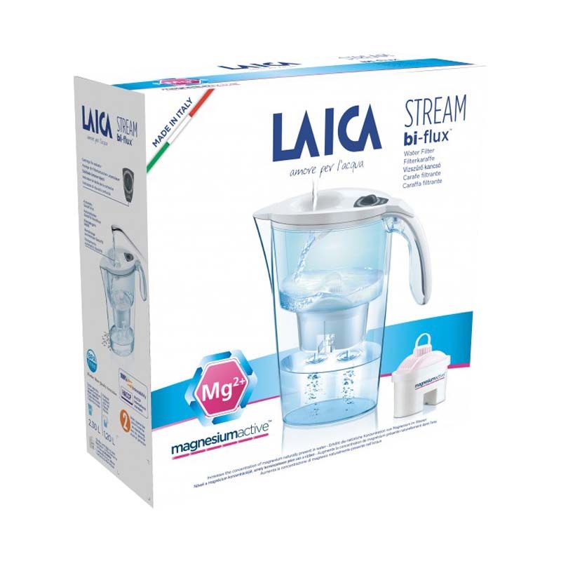 Laica Stream Line vízszűrő kancsó fehér + bi-flux Mg active szűrőbetét