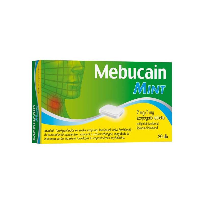 Mebucain Mint 2 mg/1 mg szopogató tabletta