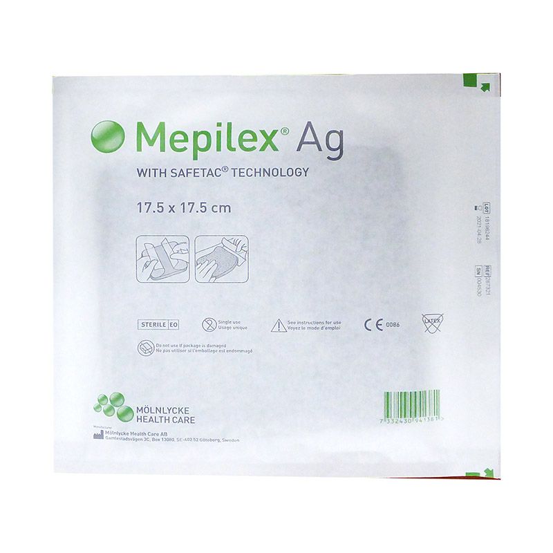 Mepilex Ag antimikrobiális habkötszer 17,5 x 17,5 cm