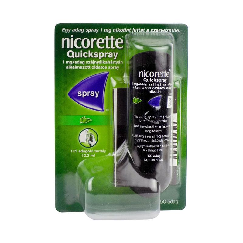 Nicorette Quickspray 1 mg/adag szájnyálkahártyán alkalmazott oldatos spray