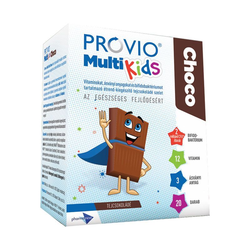 Provio Multi Kids Choco étrend-kiegészítő tejcsokoládé szelet 