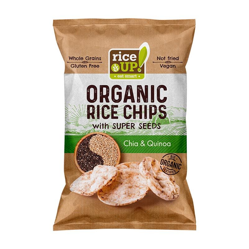 Rice Up bio teljes kiőrlésű barna rizs chips chia maggal és quinoával