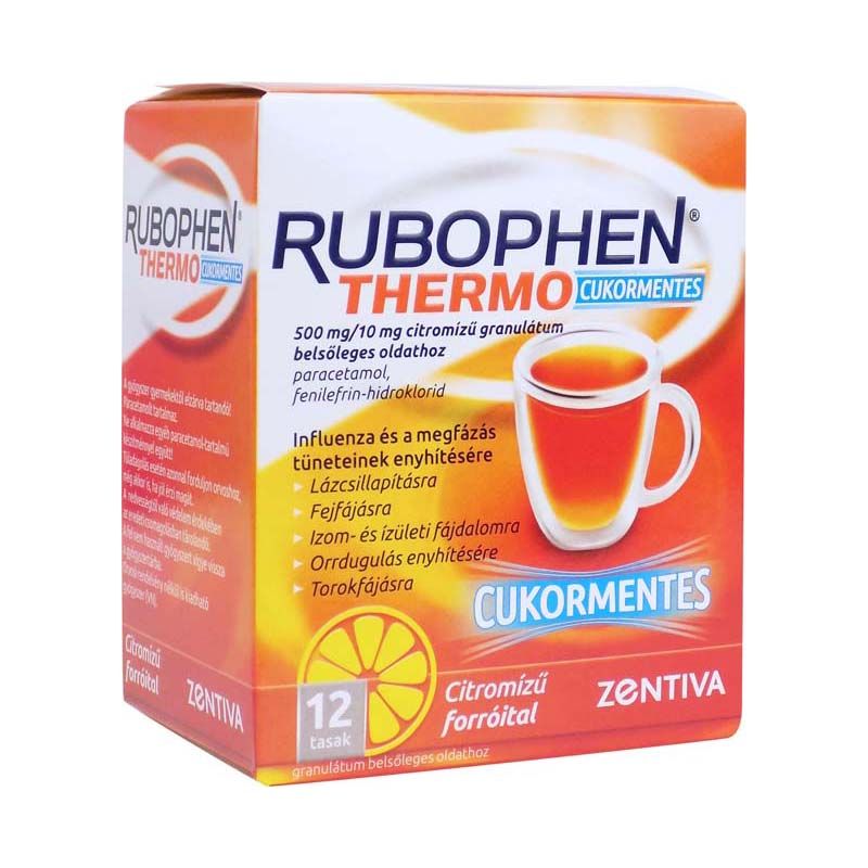 Rubophen Thermo cukormentes 500 mg/10 mg citromízű granulátum belsőleges oldathoz