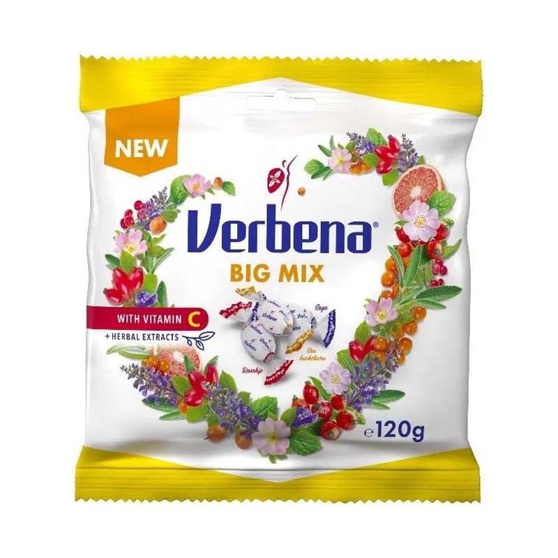 Verbena Big Mix cukorkák C-vitaminnal és gyógynövényekkel
