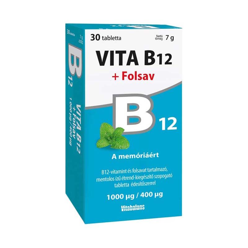 Vitabalans Vita B12 + Folsav szopogató tabletta