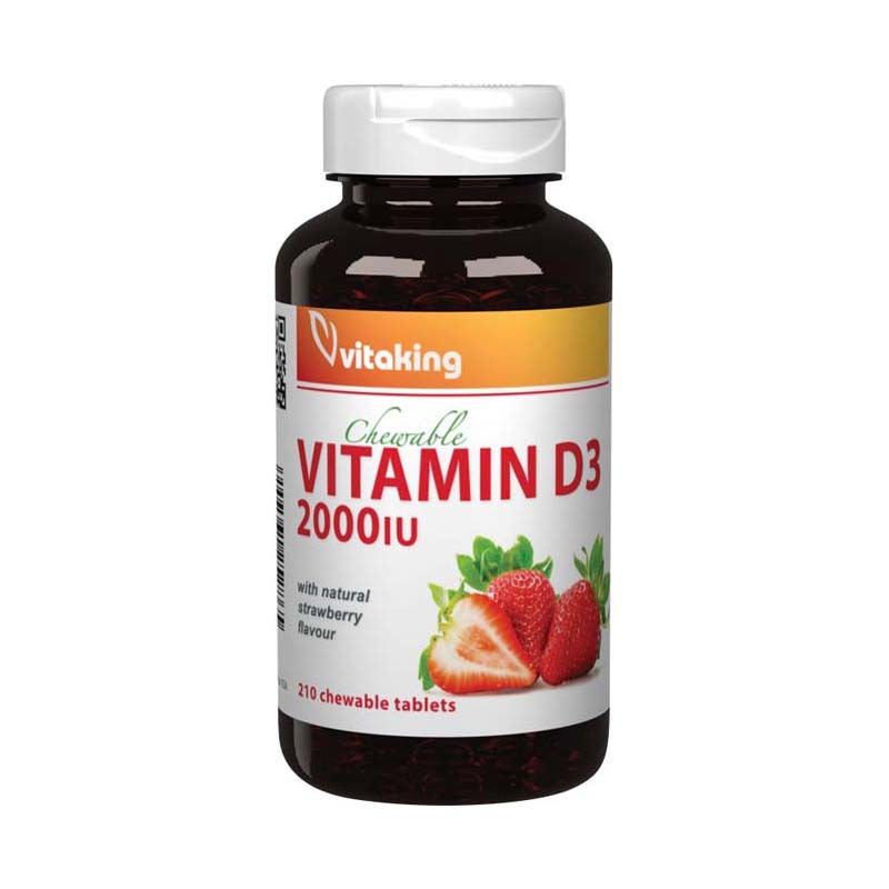 Vitaking D-vitamin 2000NE rágótabletta eper ízű