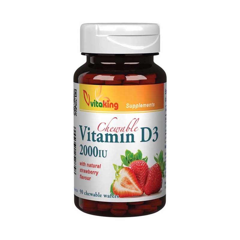 Vitaking D-vitamin 2000NE rágótabletta eper ízű