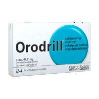 Orodrill 3 mg/0,2 mg cukormentes menthol-eukaliptusz ízesítésű szopogató tabletta